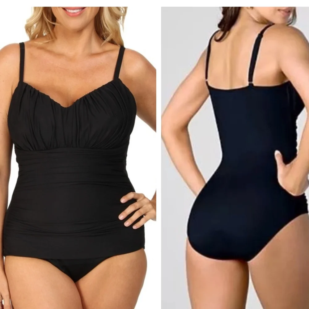 MIRACLESUIT Black Rialto Ruched Slimming Control One-Piece Swimsuit Size 12